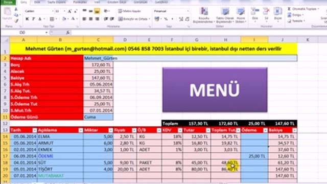 Excel Ders Hesap Takibi Bölüm 2/2 смотреть онлайн