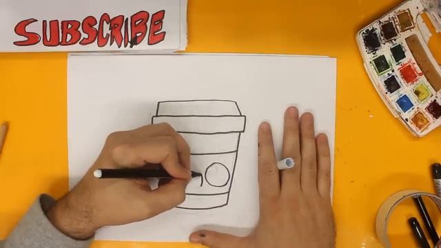 HOW TO DRAW A COFFEE CUTE, Easy step by step drawing lessons for kids смотреть онлайн