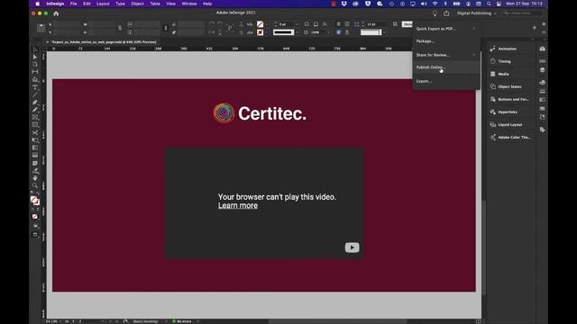 How can I export my document to a web page in InDesign? смотреть онлайн