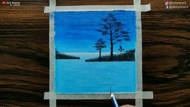 Beautiful Moonlight Landscape Drawing for Beginners with Oil Pastels - step by step смотреть онлайн