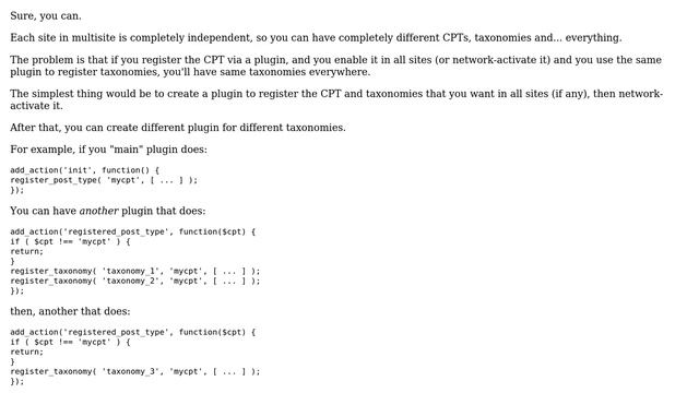 Wordpress: Wordpress multisite - is it possible to have different taxonomies for each site? смотреть онлайн