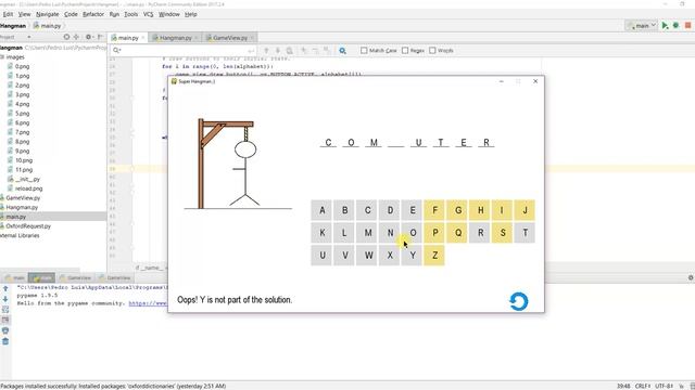 Hangman using Python and Pygame смотреть онлайн