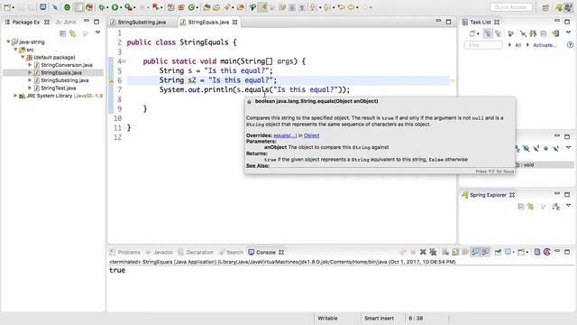 Java String Equals смотреть онлайн