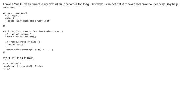 How can I truncate text using a Vue filter? смотреть онлайн
