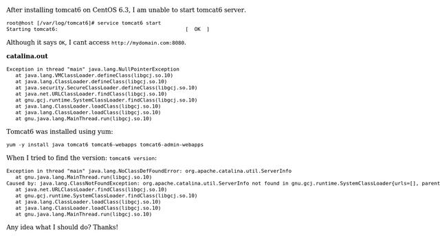 DevOps & SysAdmins: Unable to start tomcat6: Java error (Exception in thread "main") смотреть онлайн