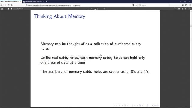Data, Memory, Variables, and Types, Java смотреть онлайн
