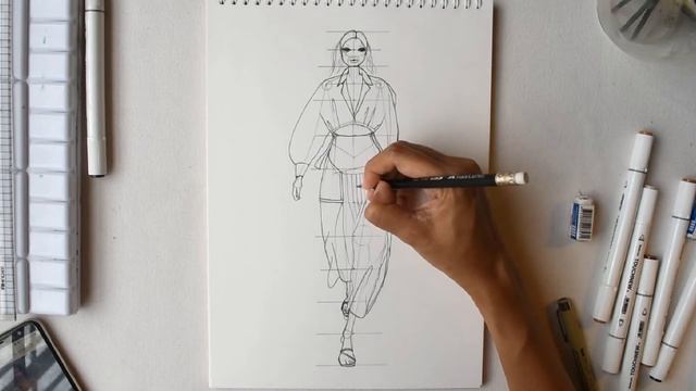 BASIC Fashion illustration figure sketching colouring with markers TIMELAPSE Christopher Esber 2020 смотреть онлайн