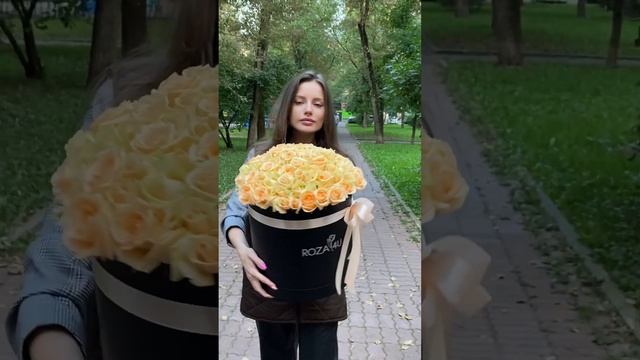 101 Роза Пич аваланш в коробке #цветымосква смотреть онлайн
