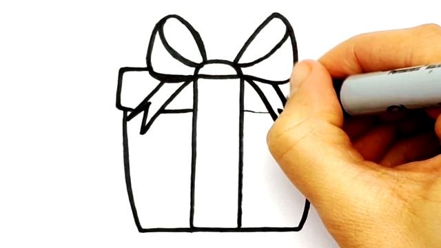 Как нарисовать Новогодний подарок на Новый Год 2020 - 2021. Простые рисунки на новогоднюю тему. смотреть онлайн