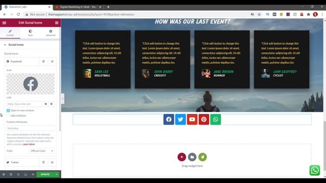 how to add social media icons to wordpress with elementor | social media icons to wordpress website смотреть онлайн