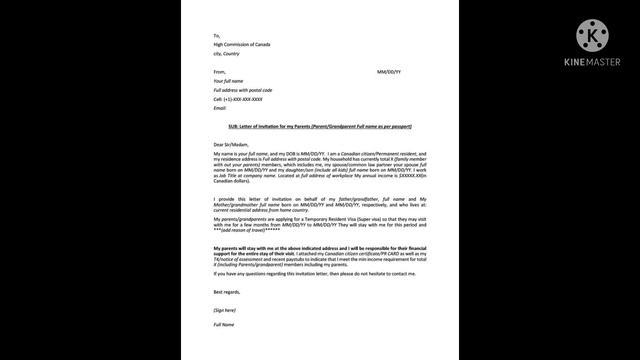 VISITOR VISA AND SUPER VISA INVITATION LETTER SAMPLE MUST WATCH FOR APPROVAL