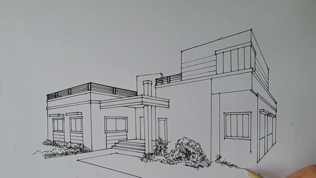 Modern House in 2 Point Perspective Drawing Tutorial - Doms Art смотреть онлайн