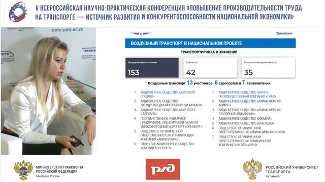Анастасия Мирошниченко компания Авиаперсонал на конференции РЖД по производительности труда 2021