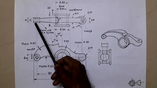BRACKET AND ROCKER ARM HAND SKETCH смотреть онлайн
