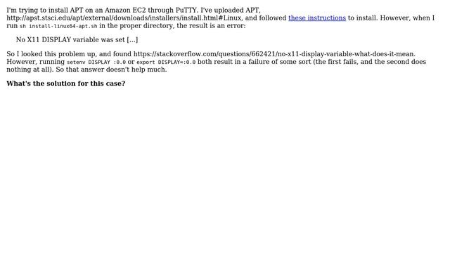 "No X11 DISPLAY variable was set" error - Amazon EC2 / SSH смотреть онлайн