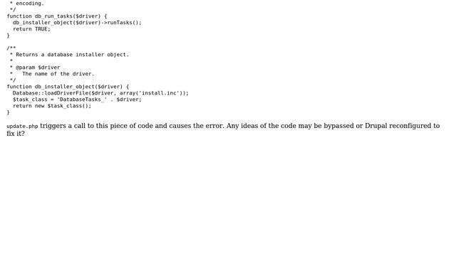 Drupal: How can update.php be disabled from checking for Postgres databases? смотреть онлайн