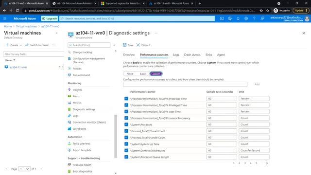 AZ-104 Hands-On Lab 11: Task 5: Configure Azure Virtual Machine Diagnostic Settings смотреть онлайн