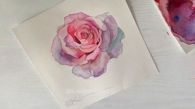 Как нарисовать розу акварельными красками. Speedpaint rose. УРОКИ РИСОВАНИЯ смотреть онлайн