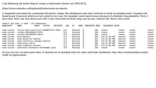 Kube dashboard and calico network in pending state смотреть онлайн