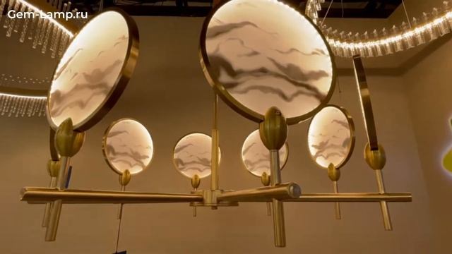 Стильная люстра Denisia Bronze - с круглыми мраморными пластинами LED смотреть онлайн