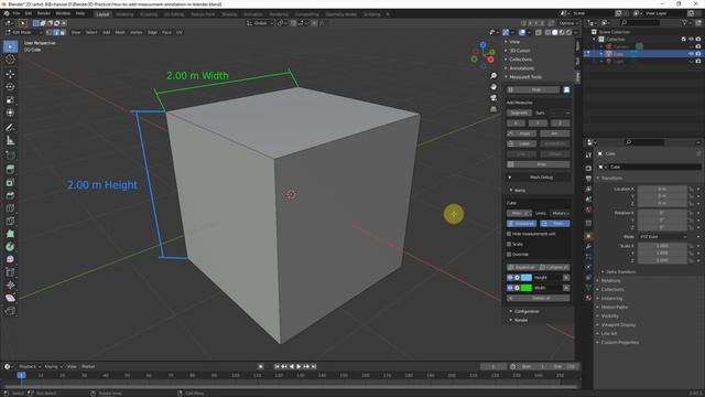 Blender Dimensions Addon, MeasureIt, How to Measure 3D Model and Add Annotation смотреть онлайн