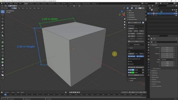Blender Dimensions Addon, MeasureIt, How to Measure 3D Model and Add Annotation