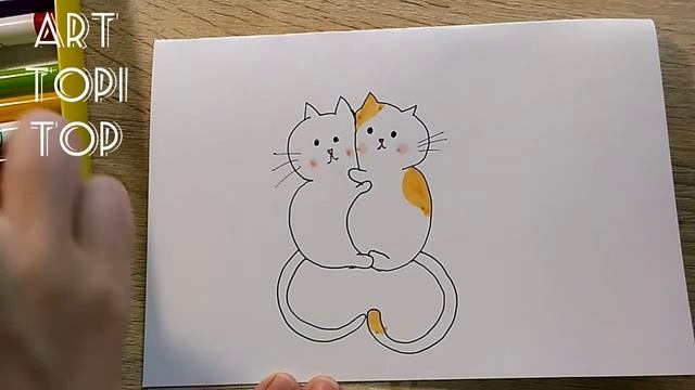 Как нарисовать милых котиков 3 идеи лёгких рисунков #идеидлясрисовки #howdraw #cotecat #easydraw