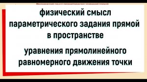 20. Физический смысл параметрического задания прямой в пространстве