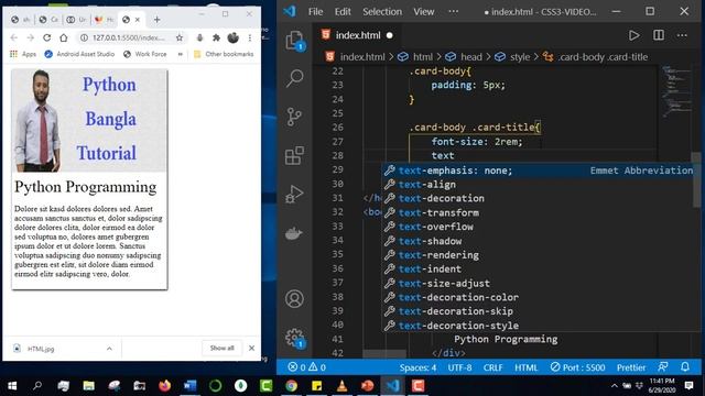 css full course bangla tutorial 34 : How to Style Card using CSS смотреть онлайн