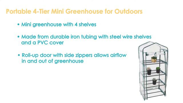 Sunnydaze Portable 4-Tier Mini Greenhouse For Outdoors - Clear-HGH-932