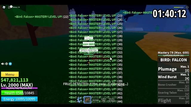 Eating Falcon Fruit and Leveling it up under 2 Mins - Blox Fruits Update 15 [Roblox] смотреть онлайн