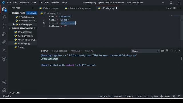 F-Strings In Python In Hindi ? | Python ZERO To HERO Course In Hindi #9 смотреть онлайн