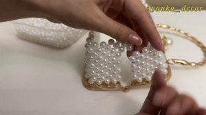 Сумка на фермуаре•қазақша•сумка из жемчуга на фермуаре•Сумка из бусин