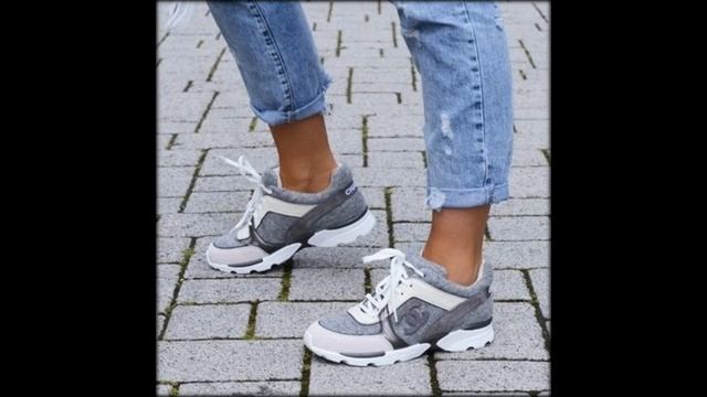 Кроссовки Шанель черные, серные, белые смотреть онлайн