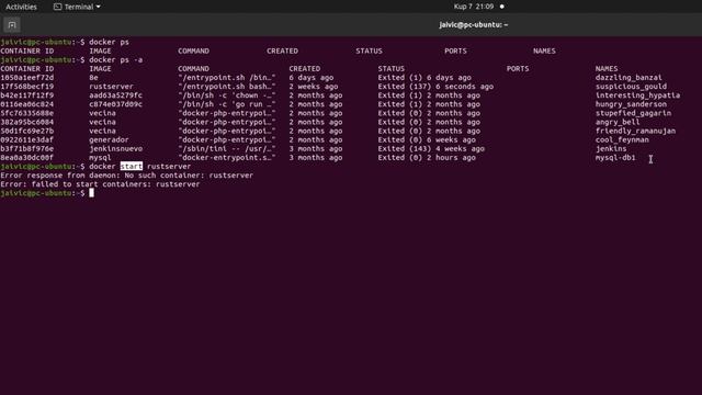 DOCKER Error response from daemon: No such container: смотреть онлайн