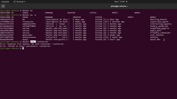 DOCKER Error response from daemon: No such container: