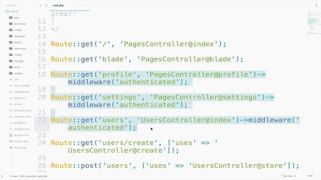 Laravel 5.3 tutorials #21 Route group смотреть онлайн