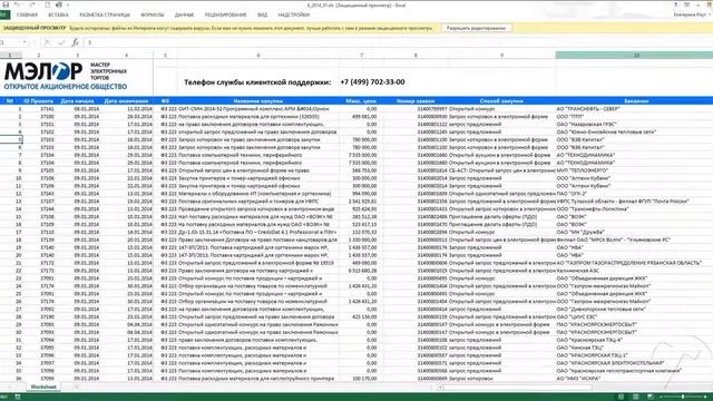 Архив проектов (тендеров) в системе МЭЛТОР. Выгрузка архива отобранных тендеров в Excel. смотреть онлайн
