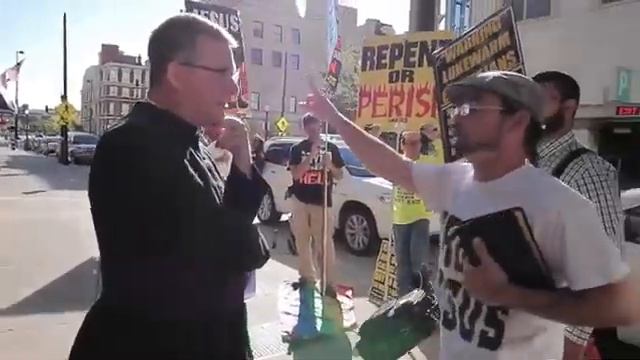 Communist Priest Of Gay Church REBUKED By Street Preachers   Episcopal Church Cincinnati.mp4