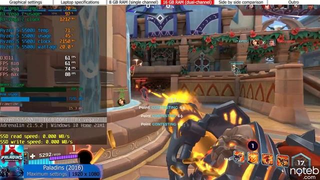 Acer Aspire 5 A515-45 - Paladins Gameplay Benchmark (Ryzen 5 5500U, RX VEGA 7) смотреть онлайн