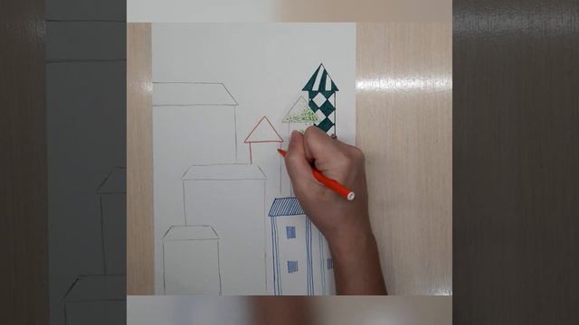 Рисуем городок ? Рисуем фломастерами. Каляка маляка. Графика. Точка. Линия. Пятно. смотреть онлайн