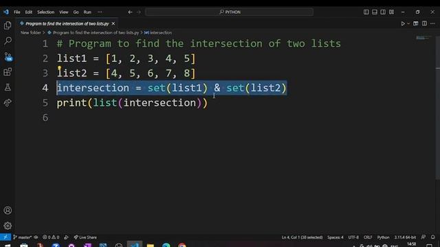 find the intersection of two lists using python #programmernavnath смотреть онлайн