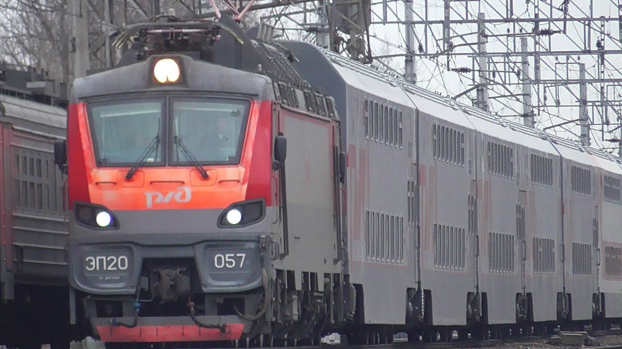 ЭП20-057с поездом №025Г Ижевск-Москва и ЭД4М-0149 смотреть онлайн