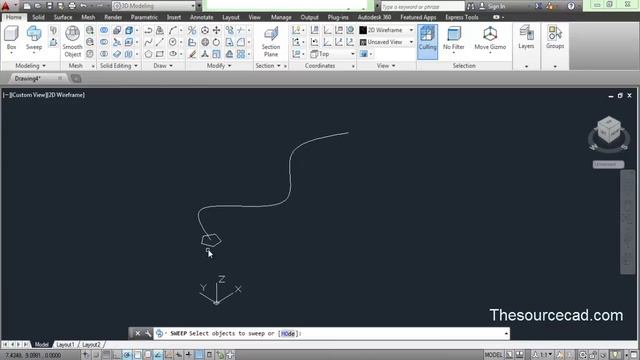 How to use AutoCAD sweep command смотреть онлайн