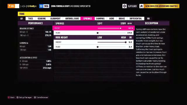 Forza Horizon 5 - Formula Drift 2006 Dodge Viper SRT10 (Drag Tune Setup)