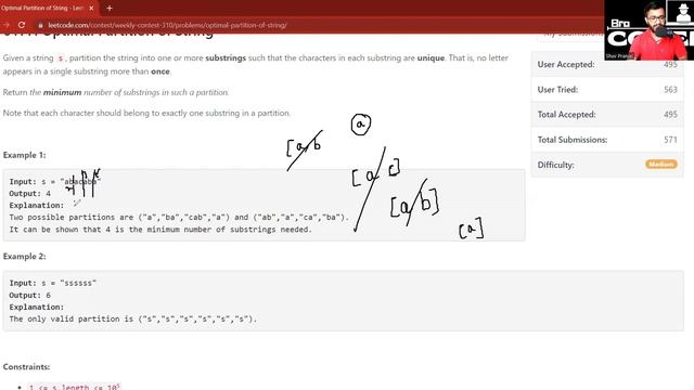 2405. Optimal Partition of String | Leetcode Weekly Contest 310 | LeetCode 2405 смотреть онлайн