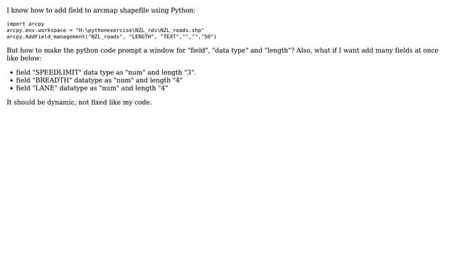GIS: Add multiple fields to attribute table by python, with a prompt window for parameters смотреть онлайн