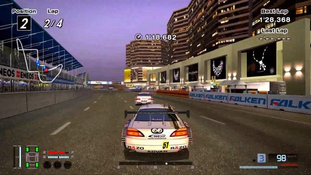 Gran Turismo 4 - Hong Kong - Nissan C-WEST RAZO SILVIA GT300 - Race смотреть онлайн
