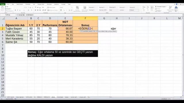 7- Excel'de Eğer Fonksiyonu ile Geçti Kaldı Durumunu Yazdırma смотреть онлайн
