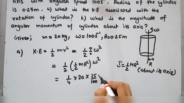 A solid cylinder of mass 20 kg rotates about its axis with angular speed 100/s. Class 11 Physics смотреть онлайн